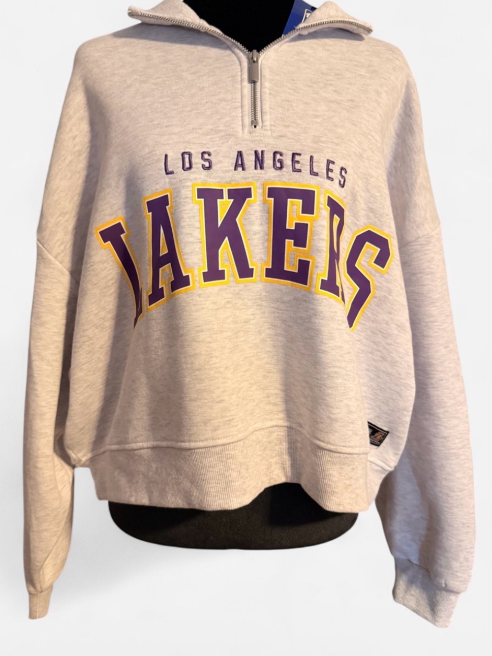 NBA Los Angeles Lakers Light Gray Quarter-Zip  Cropped Sweatshirt